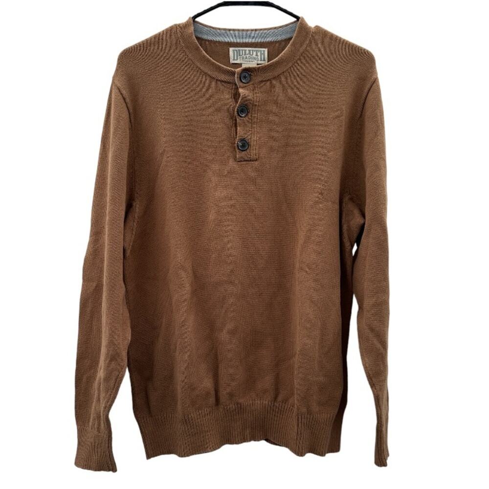 Duluth Trading Co Tan Knit Long Sleeve‎ Button Pullover Sweater Size M
